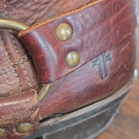 Frye Brown Leather Harness Moto Boots - Picture 4 of 8